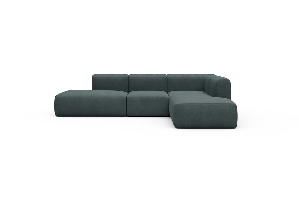 Rund Casual Modular Sofa - Configurations 1 - F2H - 296 x 224 cm - Open-end + 2 Seater + Open-end - 573 Vivus Dusty Blue