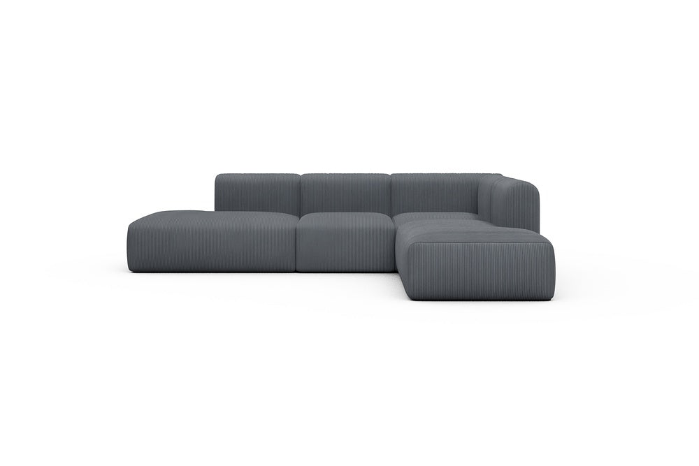 Rund Casual Modular Sofa - Configurations 1 - F2H - 296 x 224 cm - Open-end + 2 Seater + Open-end - 592 Corduroy Silvermist