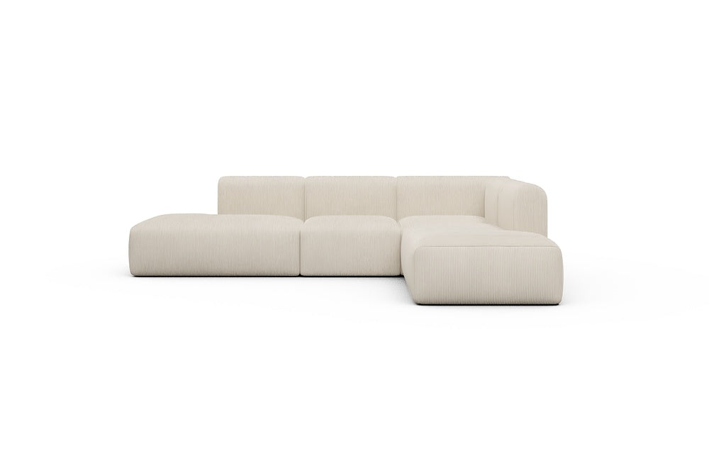 Rund Casual Modular Sofa - Configurations 1 - F2H - 296 x 224 cm - Open-end + 2 Seater + Open-end - 594 Corduroy Ivory
