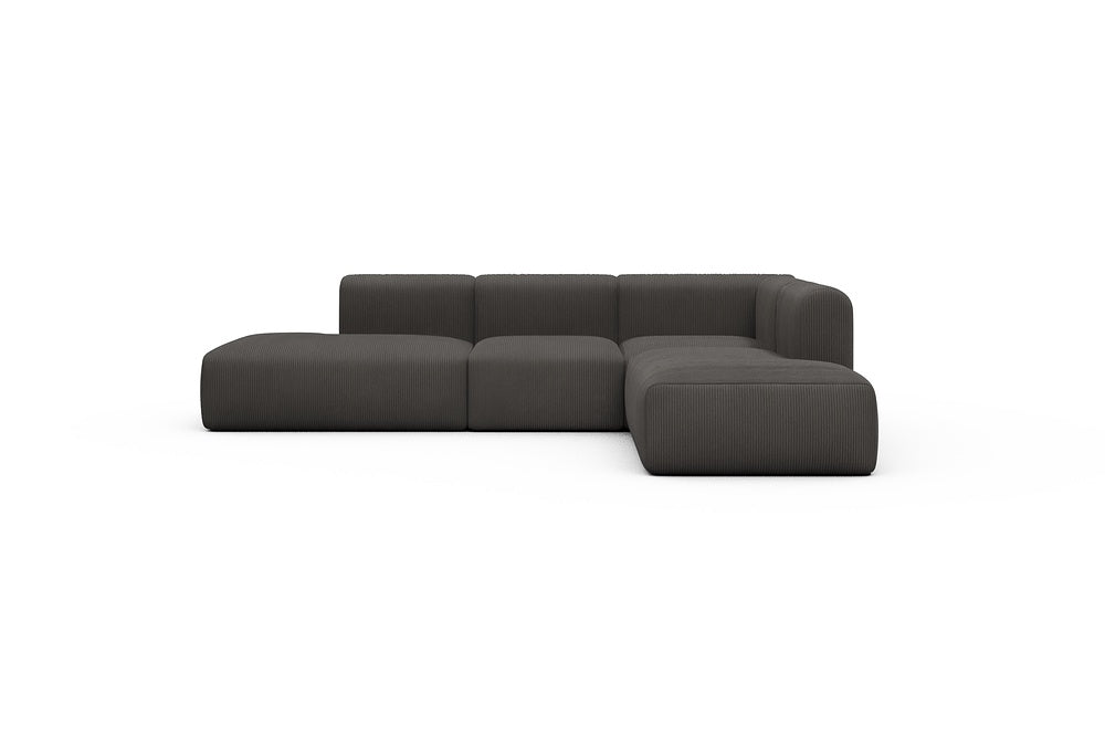Rund Casual Modular Sofa - Configurations 1 - F2H - 296 x 224 cm - Open-end + 2 Seater + Open-end - 597 Corduroy Charcoal
