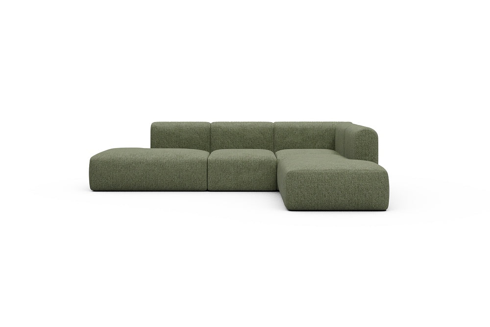 Rund Casual Modular Sofa - Configurations 1 - F2H - 296 x 224 cm - Open-end + 2 Seater + Open-end - 775 Carreno Vivid Green