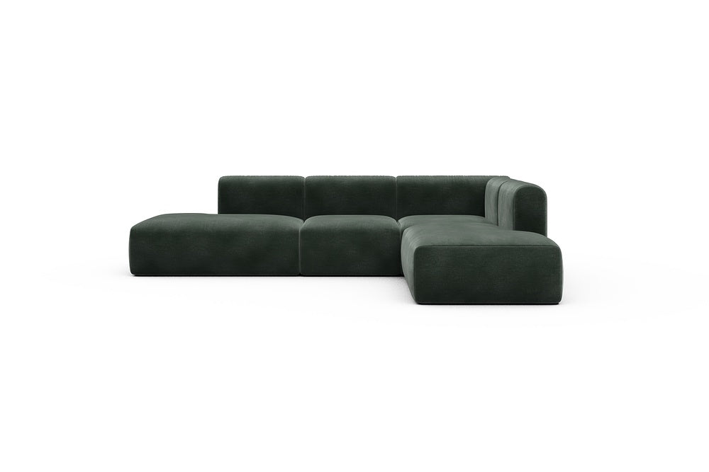 Rund Casual Modular Sofa - Configurations 1 - F2H - 296 x 224 cm - Open-end + 2 Seater + Open-end - 814 Smooth Laural Green