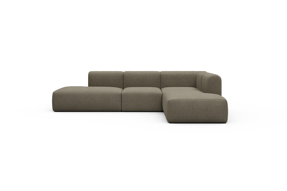 Rund Casual Modular Sofa - Configurations 1 - F2H - 296 x 224 cm - Open-end + 2 Seater + Open-end - 850 Mahoga Caramel Grey