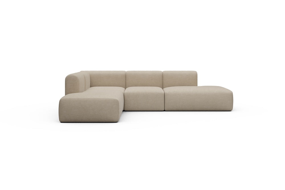 Rund Casual Modular Sofa - Configurations 1 - F3H - 296 x 224 cm - Open-end + 2 Seater + Open-end - 410 Esina Almond Beige