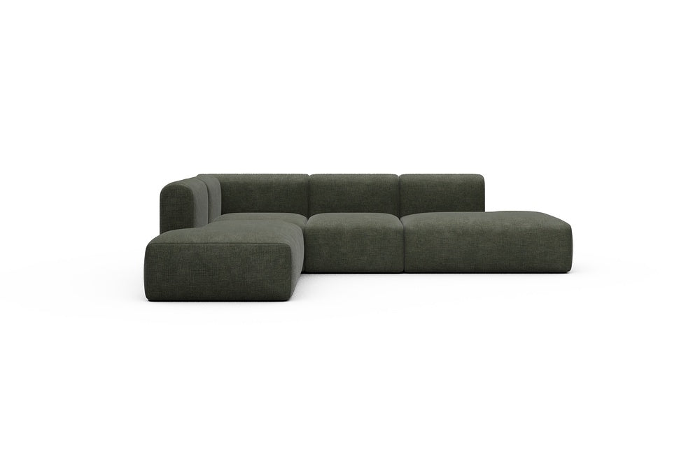 Rund Casual Modular Sofa - Configurations 1 - F3H - 296 x 224 cm - Open-end + 2 Seater + Open-end - 413 Esina Olive Green