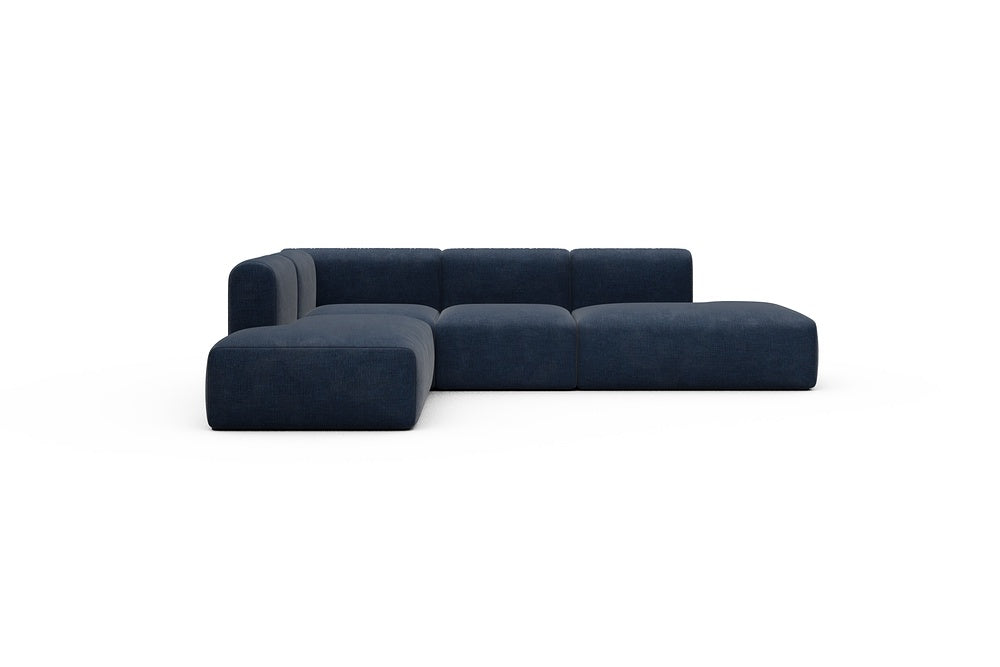Rund Casual Modular Sofa - Configurations 1 - F3H - 296 x 224 cm - Open-end + 2 Seater + Open-end - 414 Esina Indigo Blue