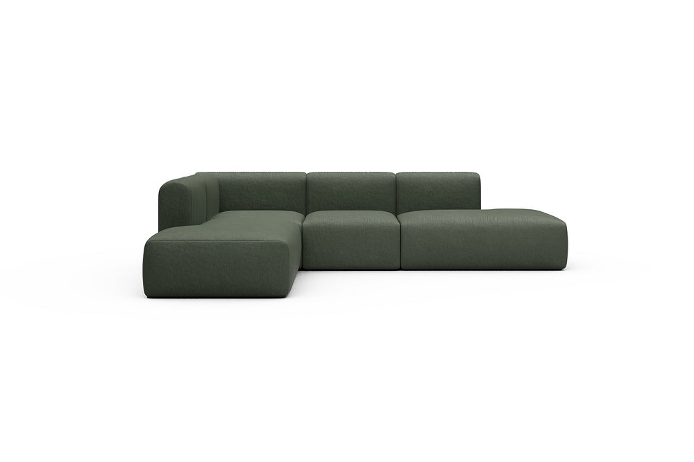 Rund Casual Modular Sofa - Configurations 1 - F3H - 296 x 224 cm - Open-end + 2 Seater + Open-end - 488 Denari Forest Green