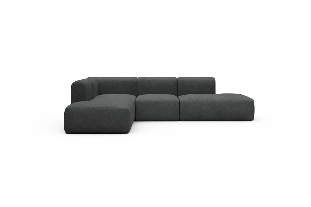 Rund Casual Modular Sofa - Configurations 1 - F3H - 296 x 224 cm - Open-end + 2 Seater + Open-end - 529 Bouclé Charcoal