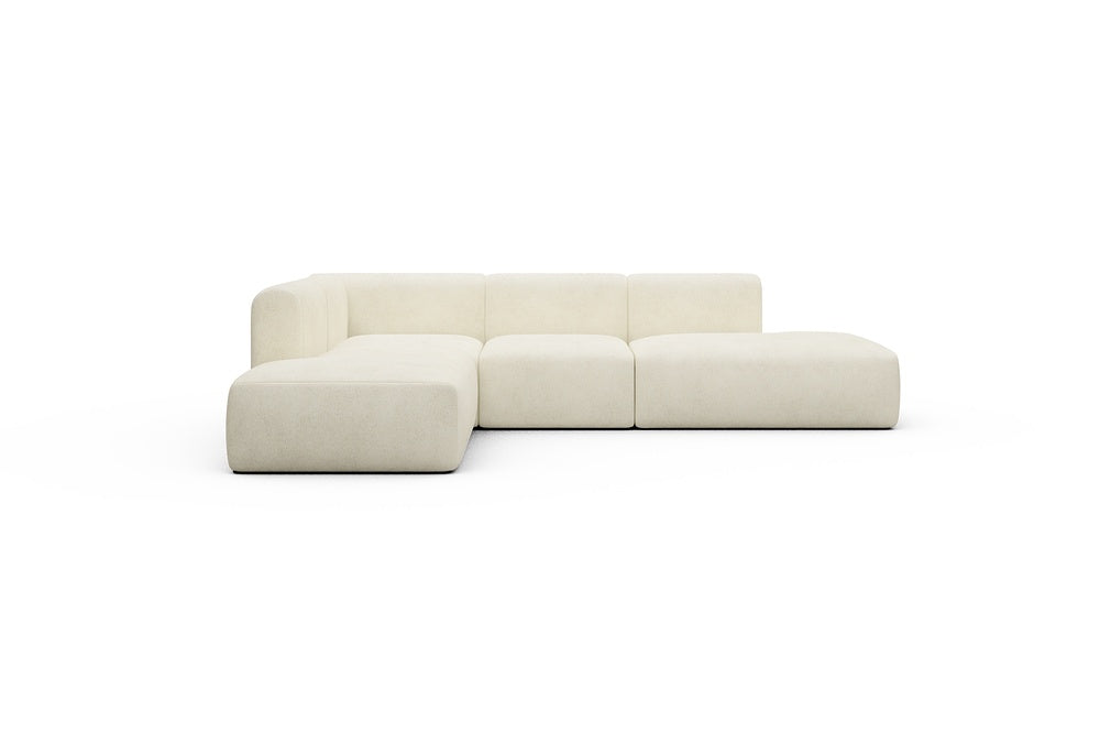 Rund Casual Modular Sofa - Configurations 1 - F3H - 296 x 224 cm - Open-end + 2 Seater + Open-end - 531 Bouclé Off White