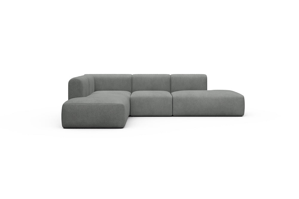 Rund Casual Modular Sofa - Configurations 1 - F3H - 296 x 224 cm - Open-end + 2 Seater + Open-end - 533 Bouclé Ash Grey