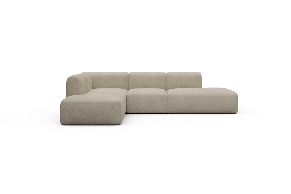 Rund Casual Modular Sofa - Configurations 1 - F3H - 296 x 224 cm - Open-end + 2 Seater + Open-end - 539 Bouclé Beige