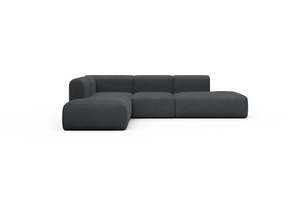 Rund Casual Modular Sofa - Configurations 1 - F3H - 296 x 224 cm - Open-end + 2 Seater + Open-end - 593 Corduroy Graphite
