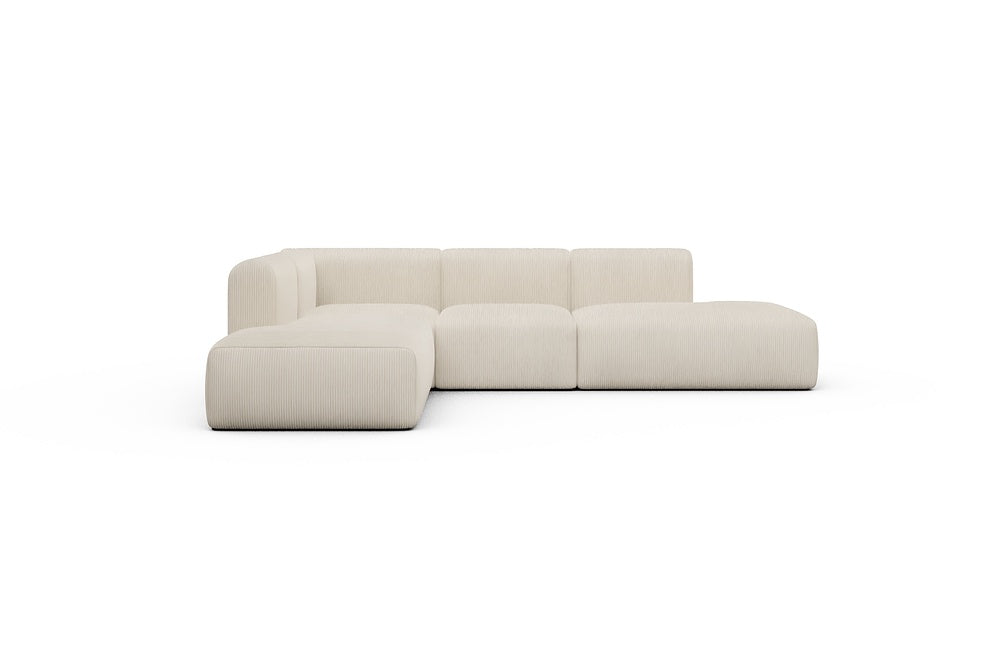 Rund Casual Modular Sofa - Configurations 1 - F3H - 296 x 224 cm - Open-end + 2 Seater + Open-end - 594 Corduroy Ivory