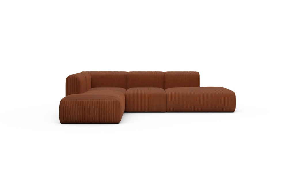 Rund Casual Modular Sofa - Configurations 1 - F3H - 296 x 224 cm - Open-end + 2 Seater + Open-end - 595 Corduroy Burnt-Orange