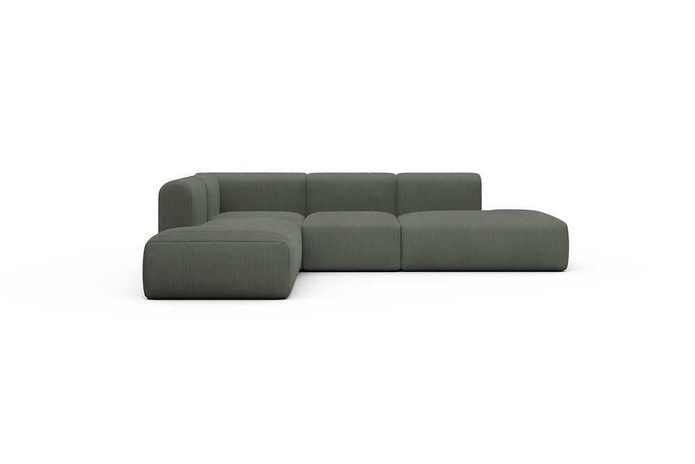 Rund Casual Modular Sofa - Configurations 1 - F3H - 296 x 224 cm - Open-end + 2 Seater + Open-end - 598 Corduroy Sage