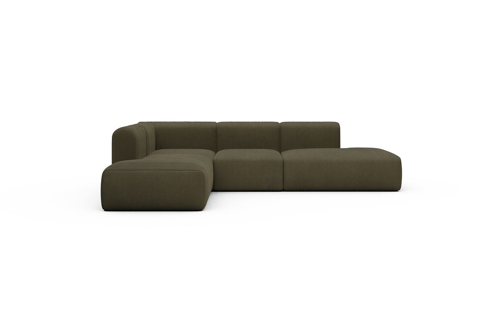 Rund Casual Modular Sofa - Configurations 1 - F3H - 296 x 224 cm - Open-end + 2 Seater + Open-end - 599 Corduroy Olive
