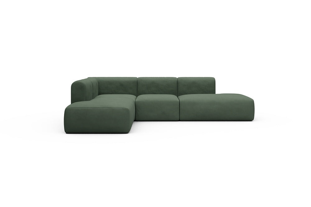 Rund Casual Modular Sofa - Configurations 1 - F3H - 296 x 224 cm - Open-end + 2 Seater + Open-end - 769 Cura Saga Green