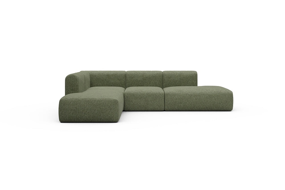 Rund Casual Modular Sofa - Configurations 1 - F3H - 296 x 224 cm - Open-end + 2 Seater + Open-end - 775 Carreno Vivid Green