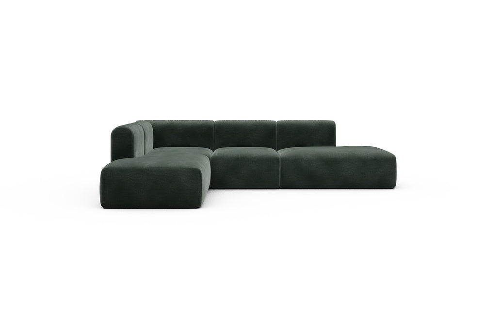 Rund Casual Modular Sofa - Configurations 1 - F3H - 296 x 224 cm - Open-end + 2 Seater + Open-end - 814 Smooth Laural Green