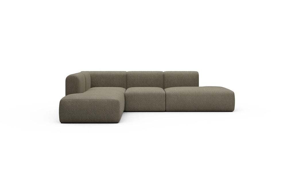 Rund Casual Modular Sofa - Configurations 1 - F3H - 296 x 224 cm - Open-end + 2 Seater + Open-end - 850 Mahoga Caramel Grey
