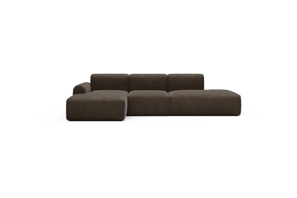 Rund Casual Modular Sofa - Configurations 2 - K1L - 296 x 152 cm - Chaise + 1 Seater + Open-end - 411 Esina Cedar Brown