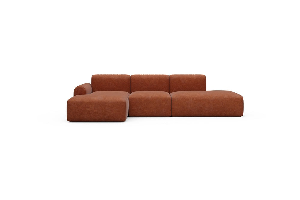 Rund Casual Modular Sofa - Configurations 2 - K1L - 296 x 152 cm - Chaise + 1 Seater + Open-end - 412 Esina Rust Orange