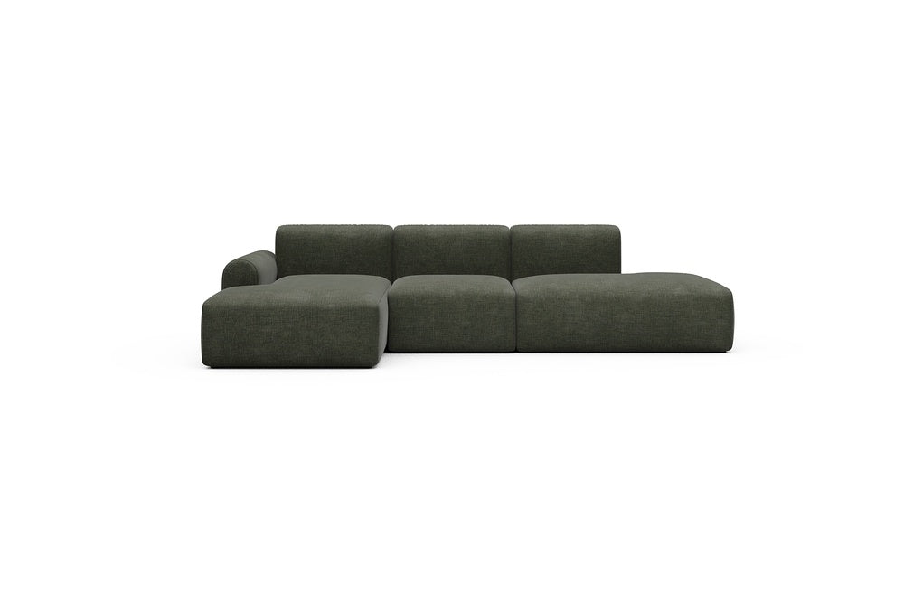 Rund Casual Modular Sofa - Configurations 2 - K1L - 296 x 152 cm - Chaise + 1 Seater + Open-end - 413 Esina Olive Green
