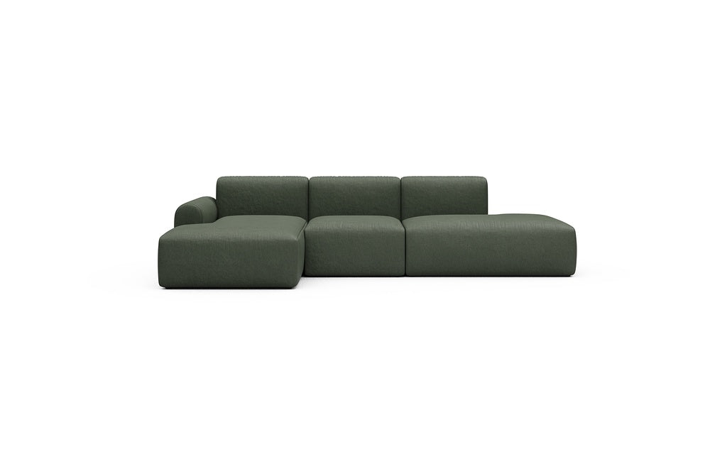 Rund Casual Modular Sofa - Configurations 2 - K1L - 296 x 152 cm - Chaise + 1 Seater + Open-end - 488 Denari Forest Green