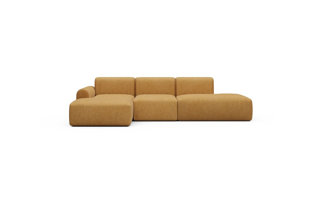 Rund Casual Modular Sofa - Configurations 2 - K1L - 296 x 152 cm - Chaise + 1 Seater + Open-end - 497 Casone Warm Yellow
