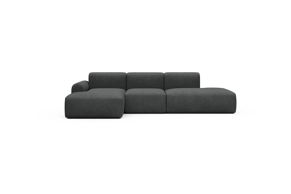 Rund Casual Modular Sofa - Configurations 2 - K1L - 296 x 152 cm - Chaise + 1 Seater + Open-end - 529 Bouclé Charcoal