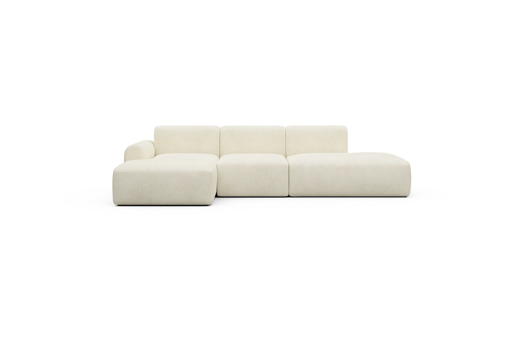 Rund Casual Modular Sofa - Configurations 2 - K1L - 296 x 152 cm - Chaise + 1 Seater + Open-end - 531 Bouclé Off White