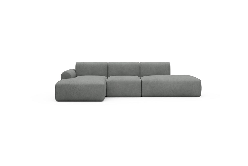 Rund Casual Modular Sofa - Configurations 2 - K1L - 296 x 152 cm - Chaise + 1 Seater + Open-end - 533 Bouclé Ash Grey