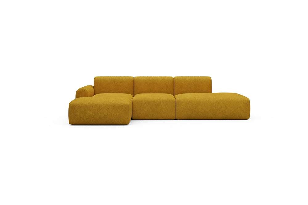 Rund Casual Modular Sofa - Configurations 2 - K1L - 296 x 152 cm - Chaise + 1 Seater + Open-end - 536 Bouclé Ochre