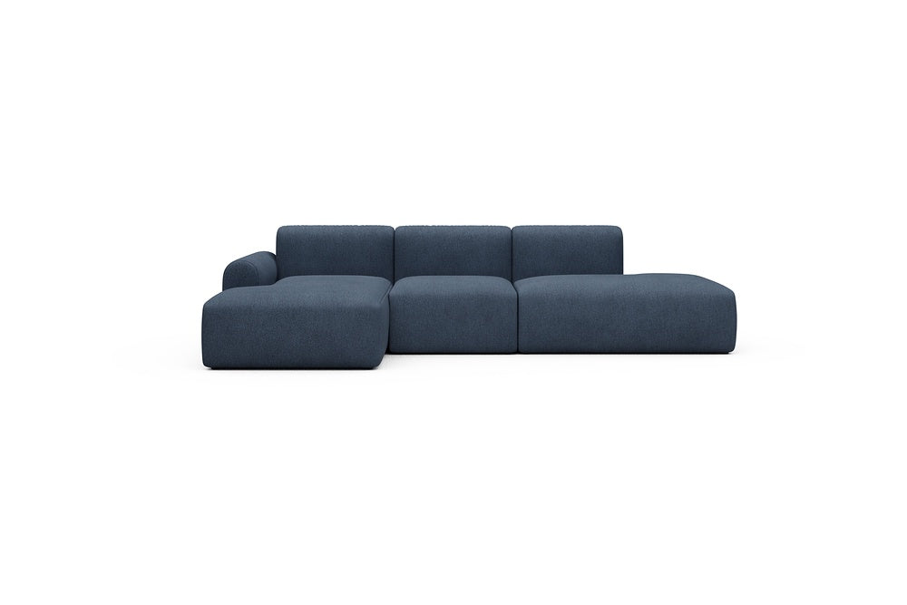 Rund Casual Modular Sofa - Configurations 2 - K1L - 296 x 152 cm - Chaise + 1 Seater + Open-end - 537 Bouclé Blue