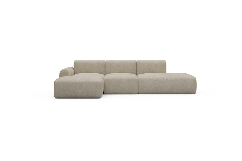 Rund Casual Modular Sofa - Configurations 2 - K1L - 296 x 152 cm - Chaise + 1 Seater + Open-end - 539 Bouclé Beige