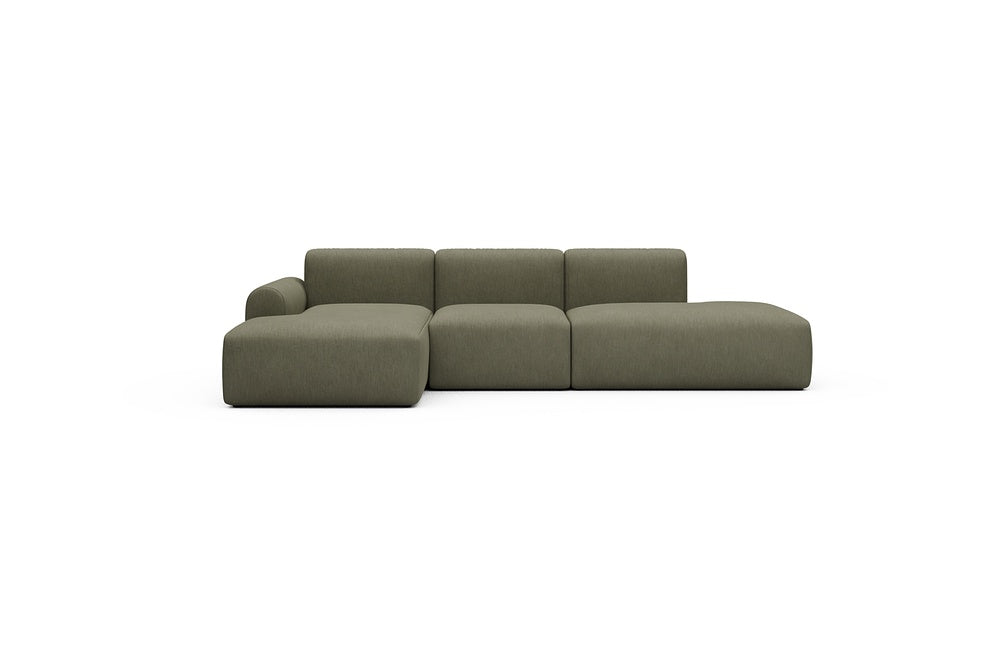 Rund Casual Modular Sofa - Configurations 2 - K1L - 296 x 152 cm - Chaise + 1 Seater + Open-end - 575 Vivus Dusty Olive