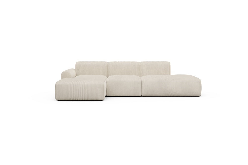 Rund Casual Modular Sofa - Configurations 2 - K1L - 296 x 152 cm - Chaise + 1 Seater + Open-end - 594 Corduroy Ivory