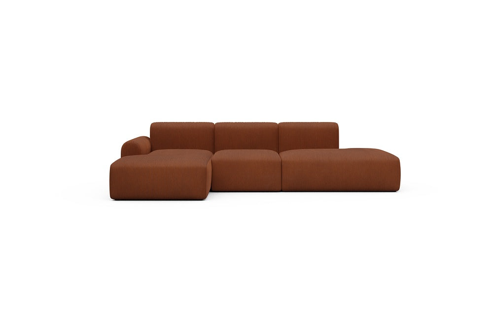 Rund Casual Modular Sofa - Configurations 2 - K1L - 296 x 152 cm - Chaise + 1 Seater + Open-end - 595 Corduroy Burnt-Orange