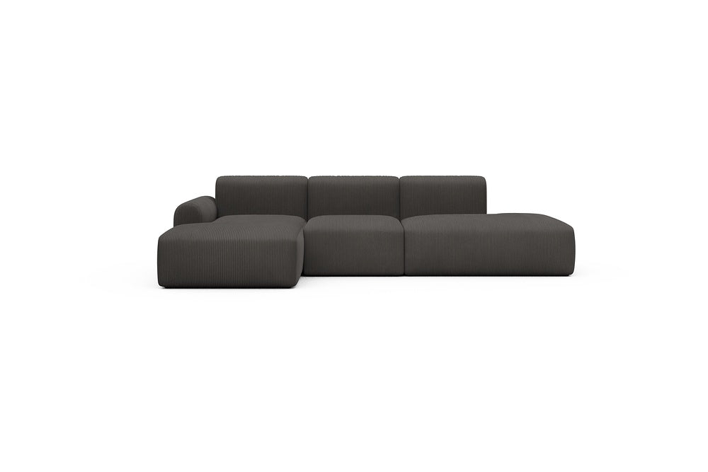 Rund Casual Modular Sofa - Configurations 2 - K1L - 296 x 152 cm - Chaise + 1 Seater + Open-end - 597 Corduroy Charcoal