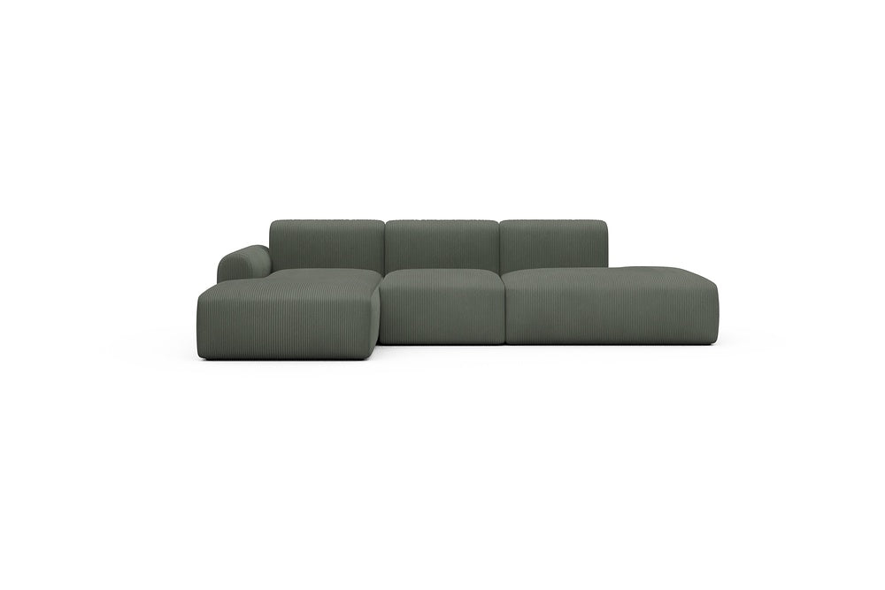 Rund Casual Modular Sofa - Configurations 2 - K1L - 296 x 152 cm - Chaise + 1 Seater + Open-end - 598 Corduroy Sage