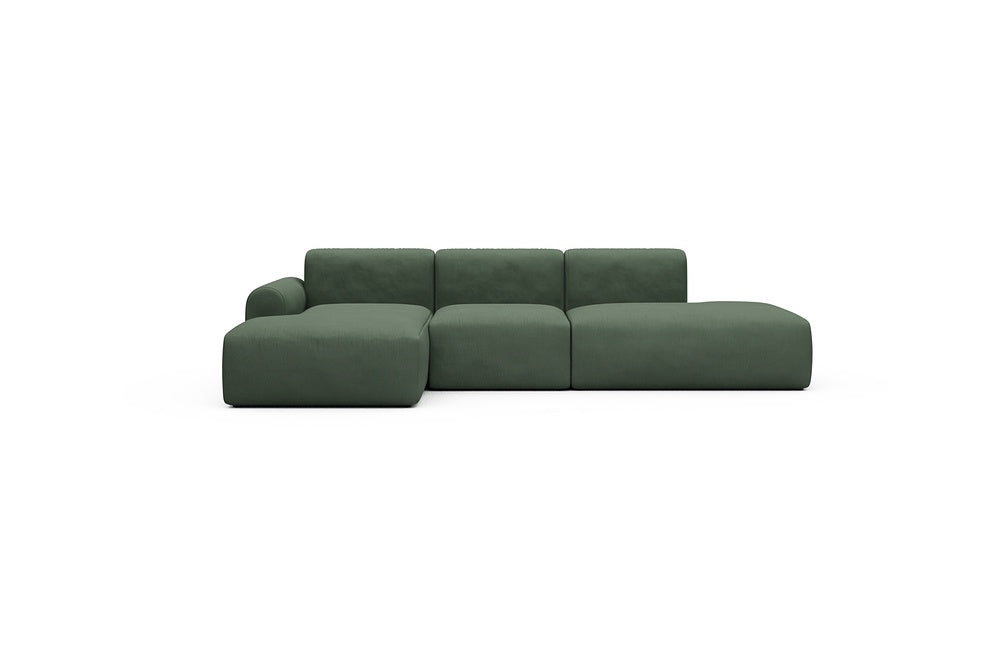 Rund Casual Modular Sofa - Configurations 2 - K1L - 296 x 152 cm - Chaise + 1 Seater + Open-end - 769 Cura Saga Green