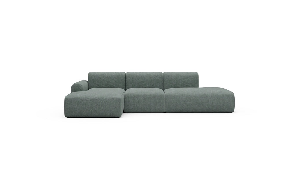 Rund Casual Modular Sofa - Configurations 2 - K1L - 296 x 152 cm - Chaise + 1 Seater + Open-end - 770 Carreno Cielo Blue