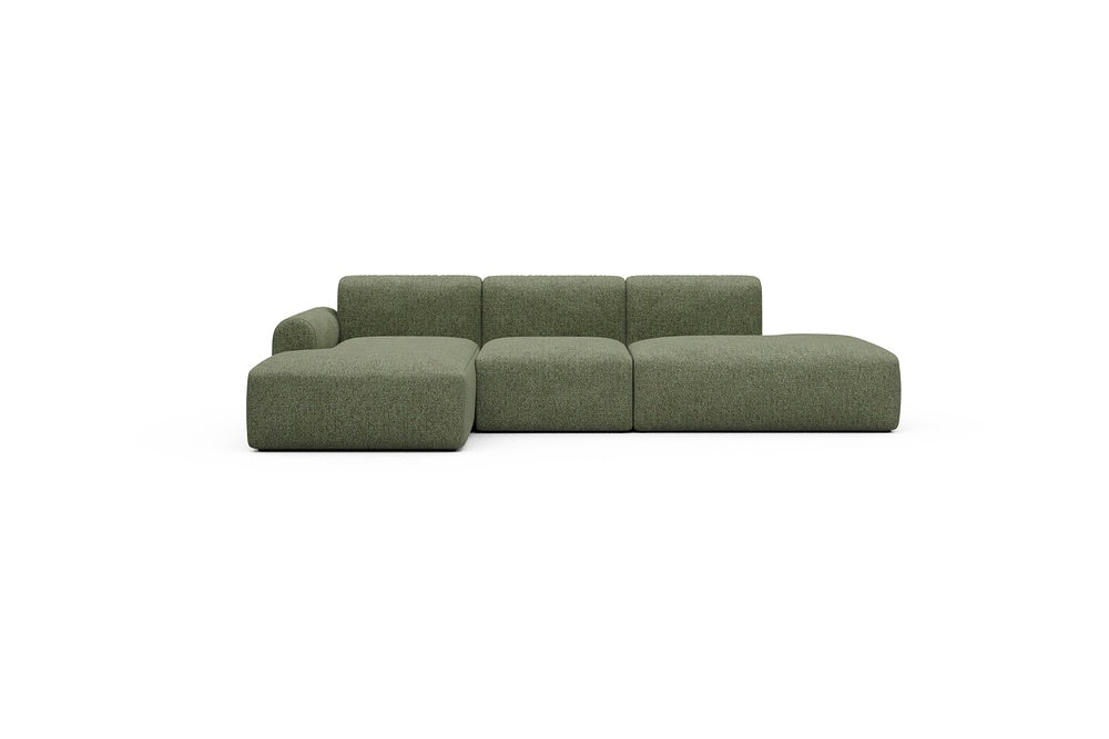 Rund Casual Modular Sofa - Configurations 2 - K1L - 296 x 152 cm - Chaise + 1 Seater + Open-end - 775 Carreno Vivid Green