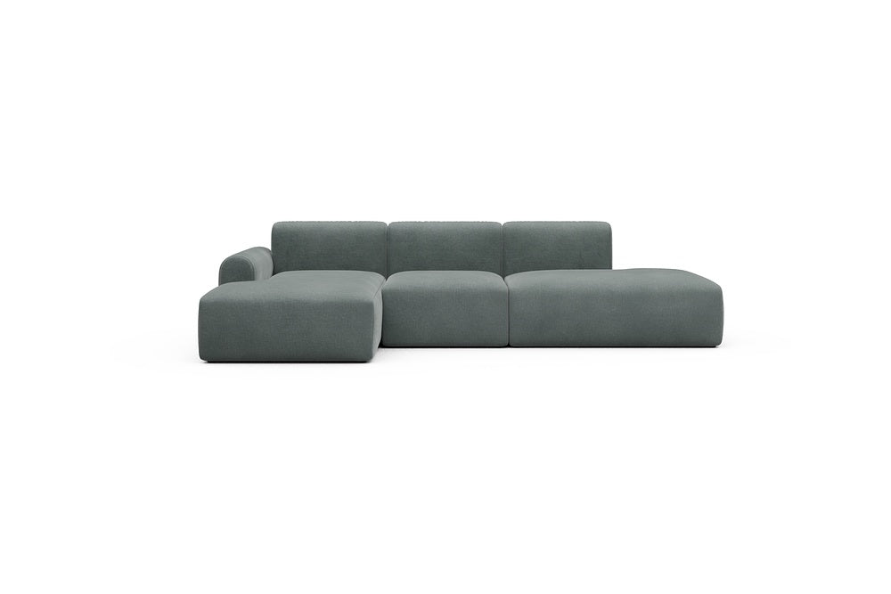 Rund Casual Modular Sofa - Configurations 2 - K1L - 296 x 152 cm - Chaise + 1 Seater + Open-end - 812 Smooth Smooth Silver Grey