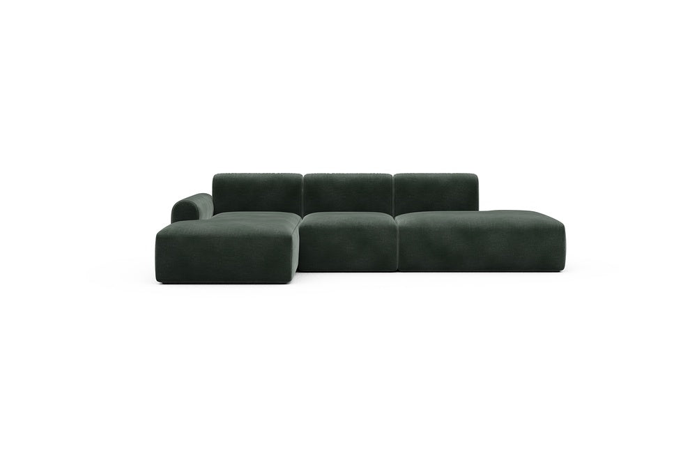 Rund Casual Modular Sofa - Configurations 2 - K1L - 296 x 152 cm - Chaise + 1 Seater + Open-end - 814 Smooth Laural Green