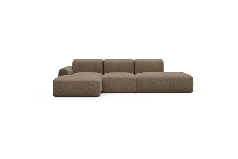 Rund Casual Modular Sofa - Configurations 2 - K1L - 296 x 152 cm - Chaise + 1 Seater + Open-end - 817 Aivi Khaki Brown