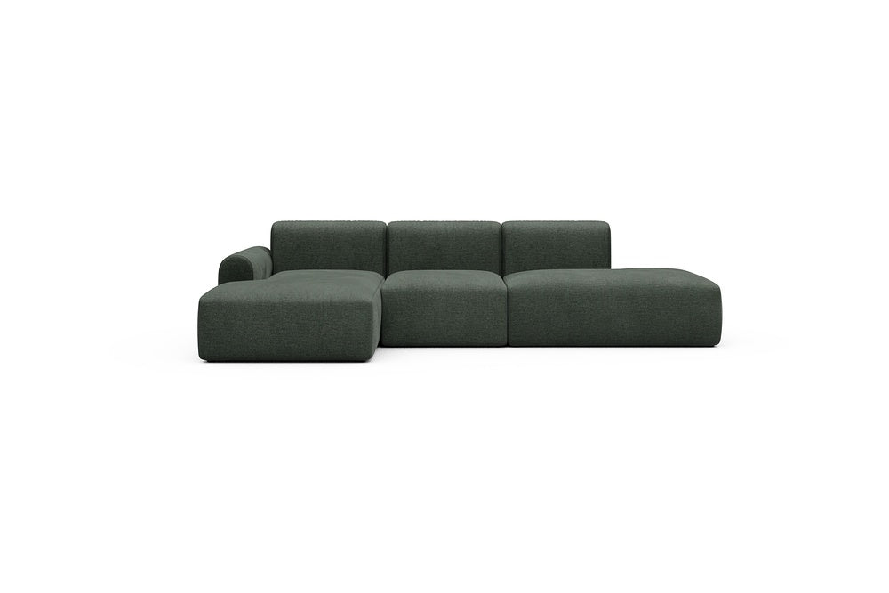 Rund Casual Modular Sofa - Configurations 2 - K1L - 296 x 152 cm - Chaise + 1 Seater + Open-end - 818 Aivi Pine Green