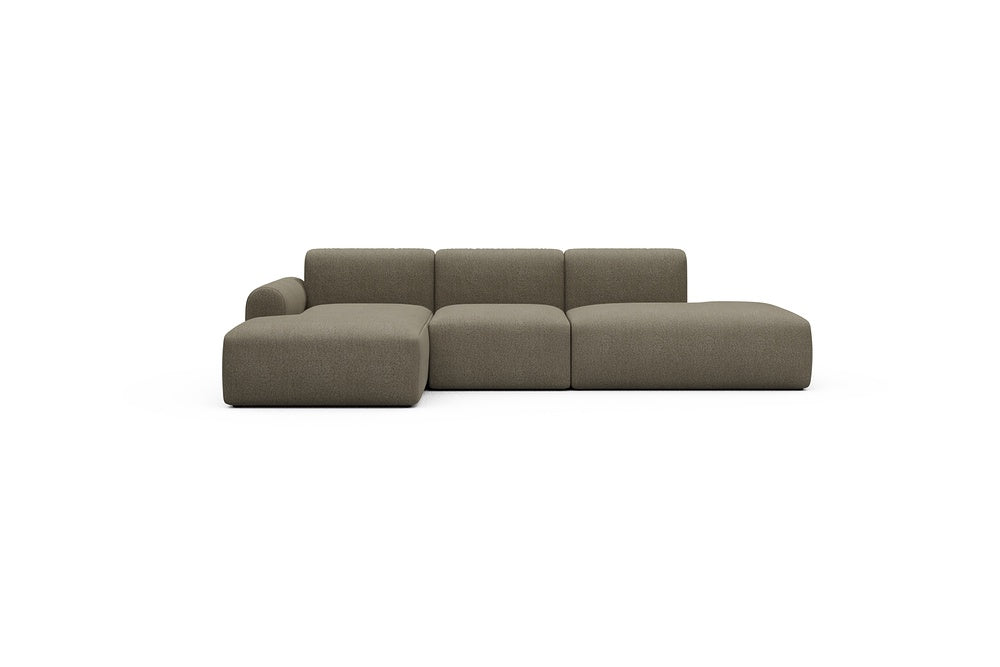 Rund Casual Modular Sofa - Configurations 2 - K1L - 296 x 152 cm - Chaise + 1 Seater + Open-end - 850 Mahoga Caramel Grey