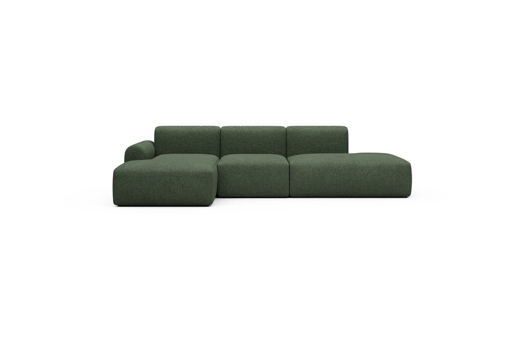 Rund Casual Modular Sofa - Configurations 2 - K1L - 296 x 152 cm - Chaise + 1 Seater + Open-end - 869 Vanora Deep Green