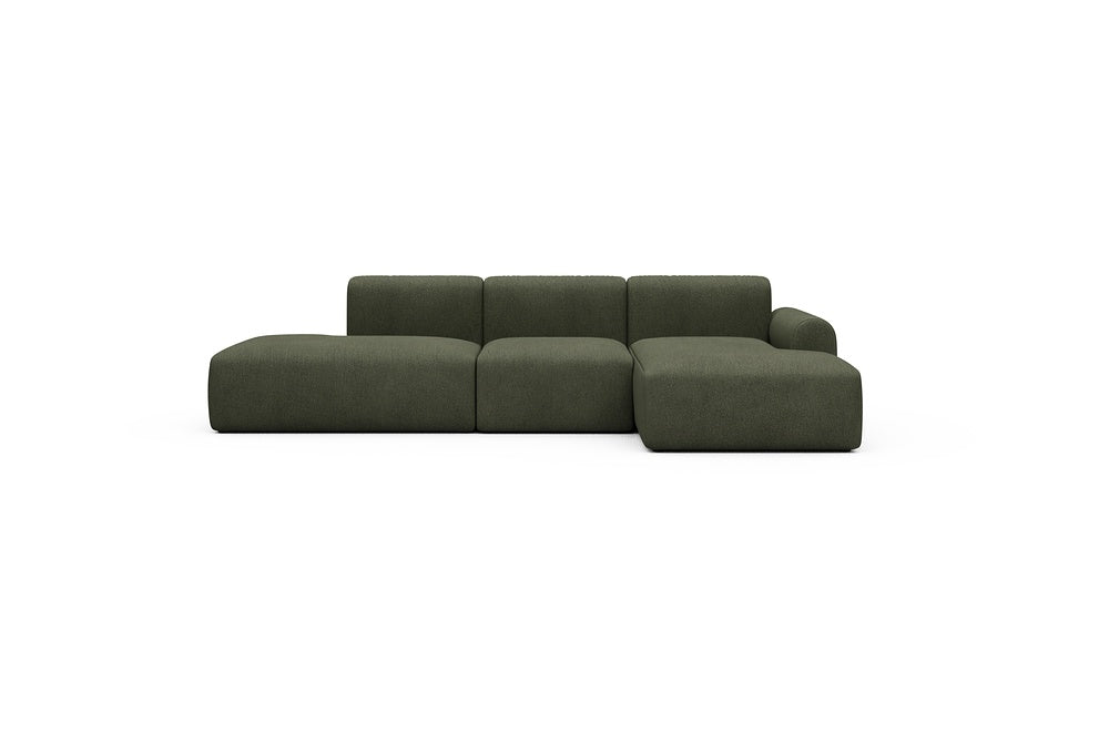 Rund Casual Modular Sofa - Configurations 2 - K2L - 296 x 152 cm - Open-end + 1 Seater + Open-end - 535 Bouclé Forest Green